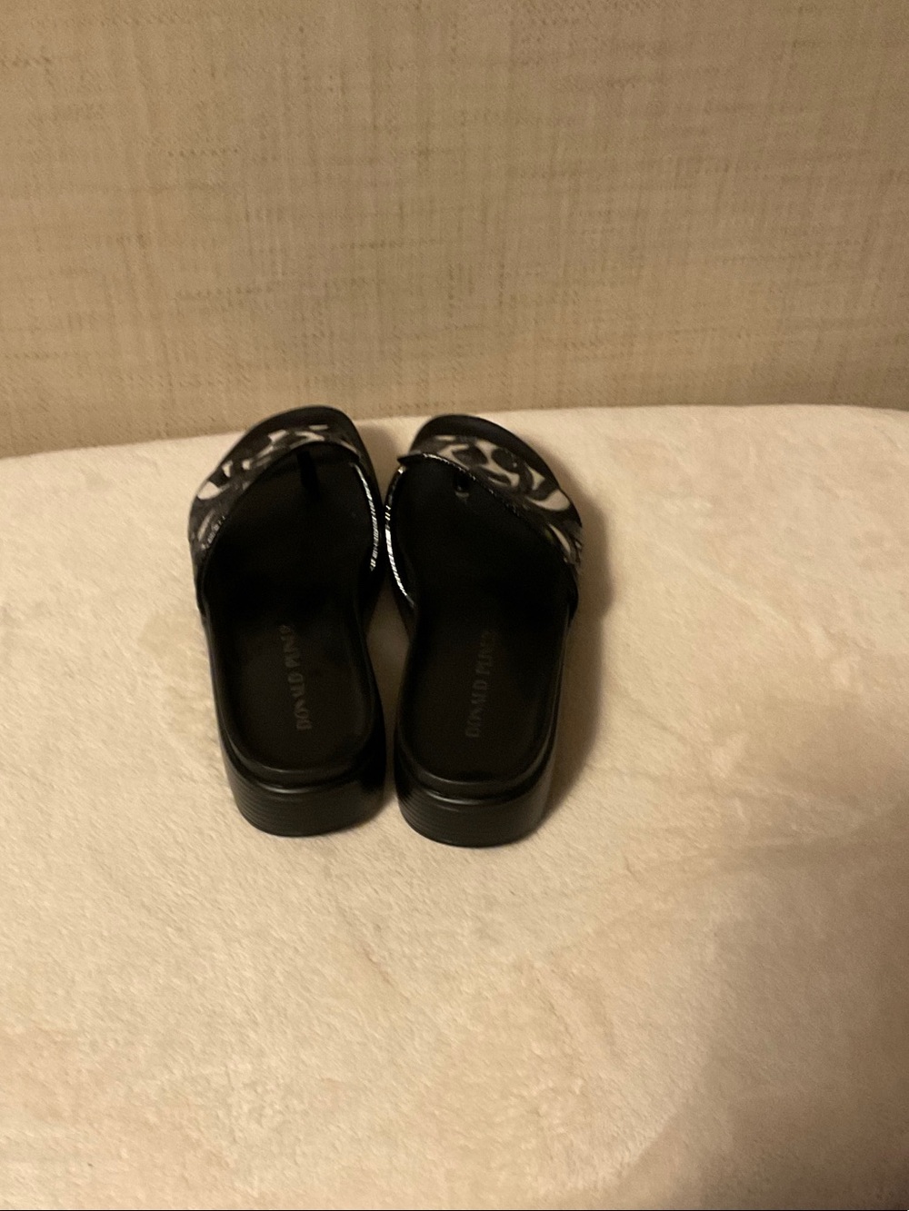 Donald J. Pliner Black and White Patterned Slide Sandals - Picture 4 of 6